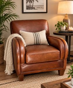 Gorgeous Brown Leather Accent Armchair