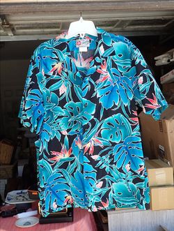 Vintage Hilo Hattie Mens Hawaiian Shirt Size Large Bird Of Paradise
