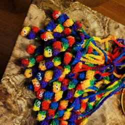 Bright varigated crocheted bookworm bookmarks.  $1 Each.  Will Provide Discount When Purchasing Multiple Bookmarks 
