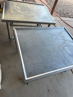 Stainless steel tables on wheels