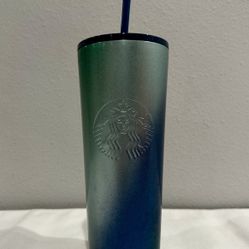 Starbucks Holiday 2021 Blue Green Ombre Tumbler