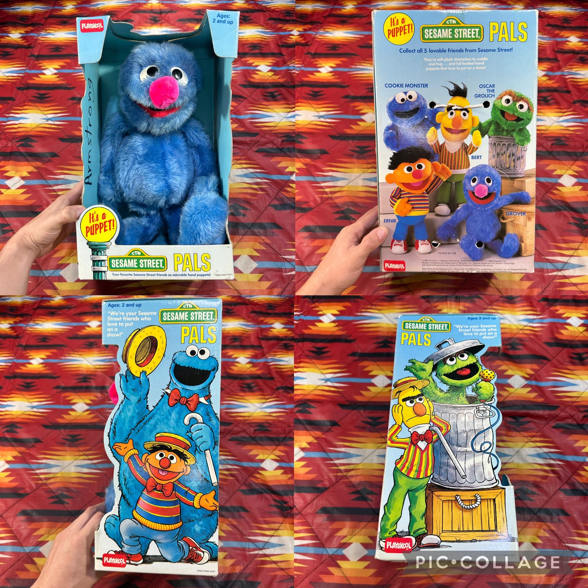 Vintage 1986 Hasbro Sesame Street Grover Puppet 19” Plush PALS Playskool