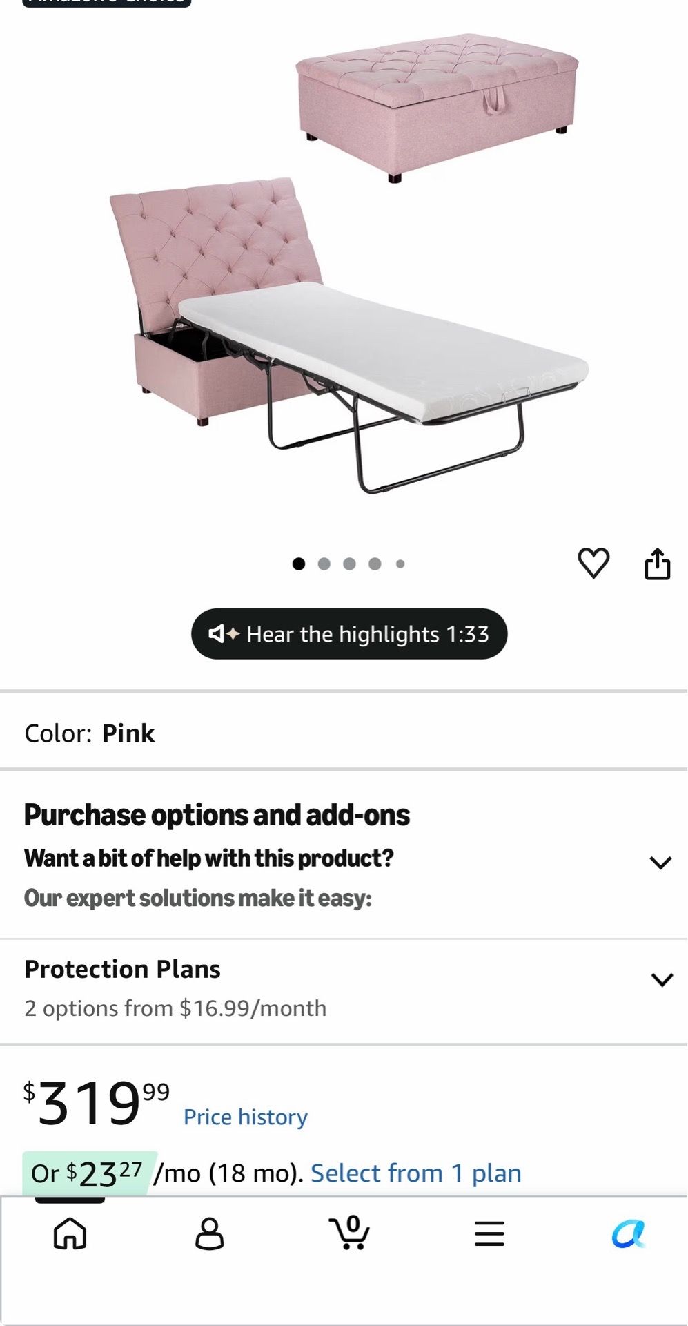 Ottoman pull out bed.
