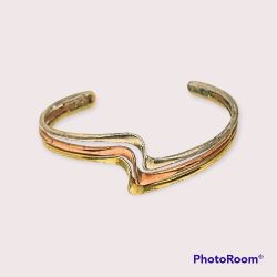 Tri Color Modern Silver Copper Brass Cuff Bracelet 