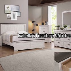 4 PCs Bedroom Set Dresser Mirror Queen Bed & Nightstand. ( FINANCING OPTIONS ) 