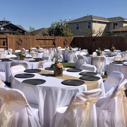 White and black chair cover