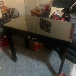Black Desk With Glass Top 