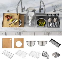 *Brand New* KRAUS Kore 57-inch Undermount Single Bowl Stainless Steel Kitchen Sink with Accessories