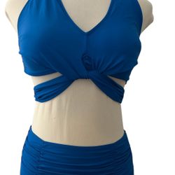 BLOOMING JELLY Blue High Waisted Push Up Bikini Women’s Size Large NWT
