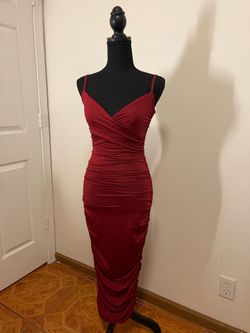 Red ruched bodycon cami dress