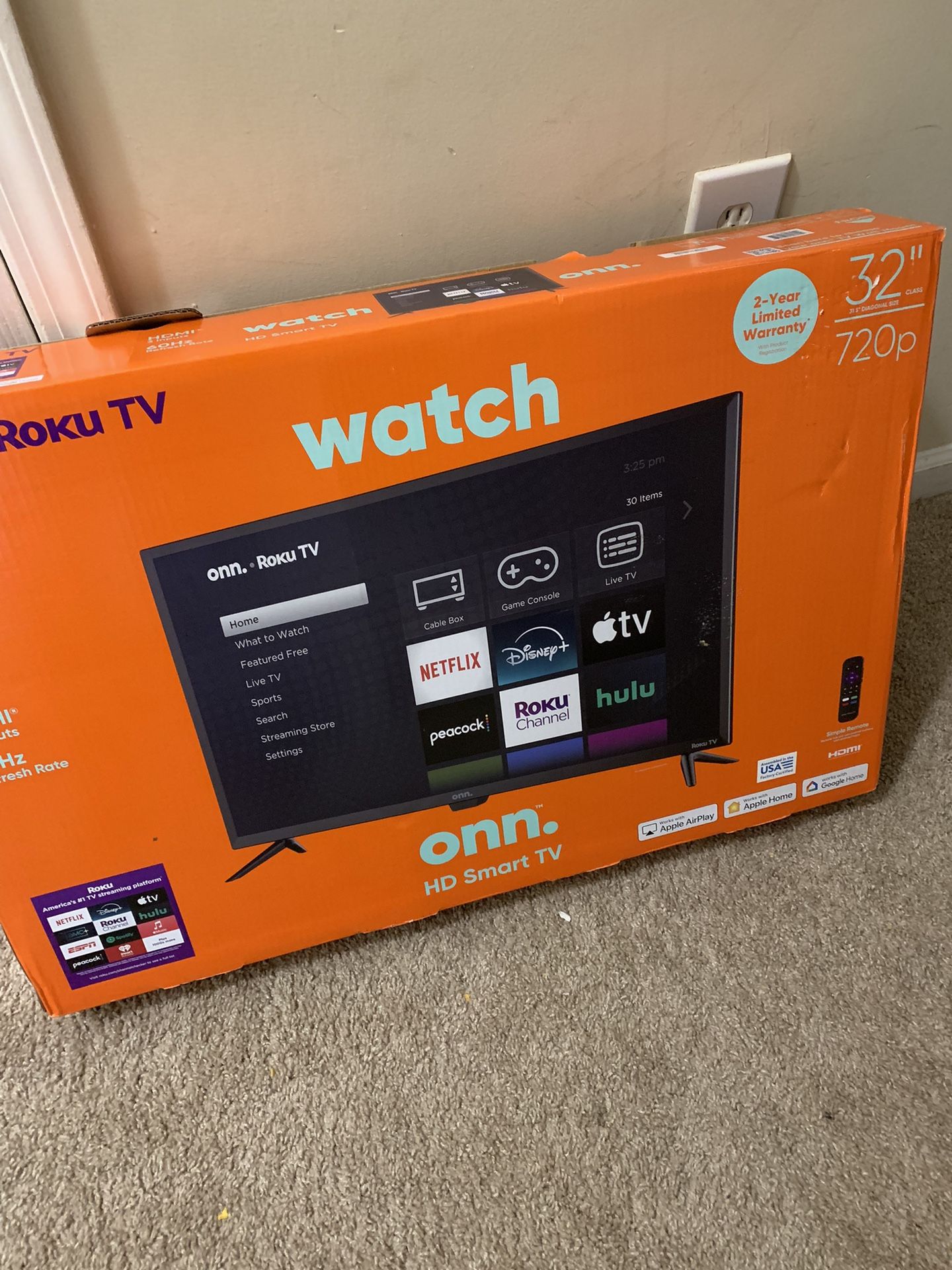 Onn Tv Brand New 32 Inch (Roku)