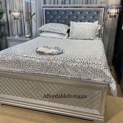 Queen Silver Velvet Bed Frame Brand New In The Box