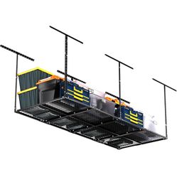 3 x 8FT Overhead Garage Storage Rack, Adjustable Ceiling Storage Racks, Garage Shelving Heavy Duty Storage Organizer System, 600lbs Weight Capacity (B