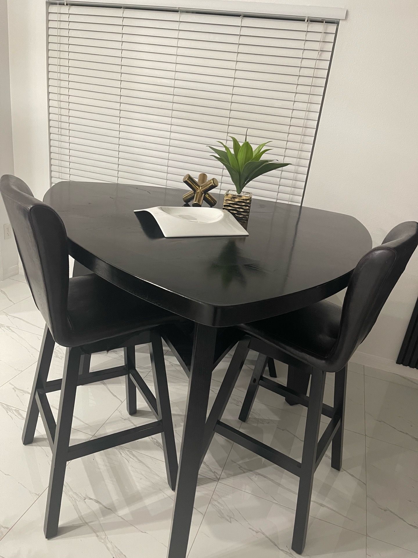 Table with bench and chairs