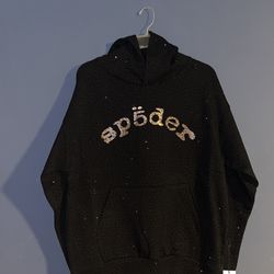 All black Rhinestone Sp5der hoodie size small