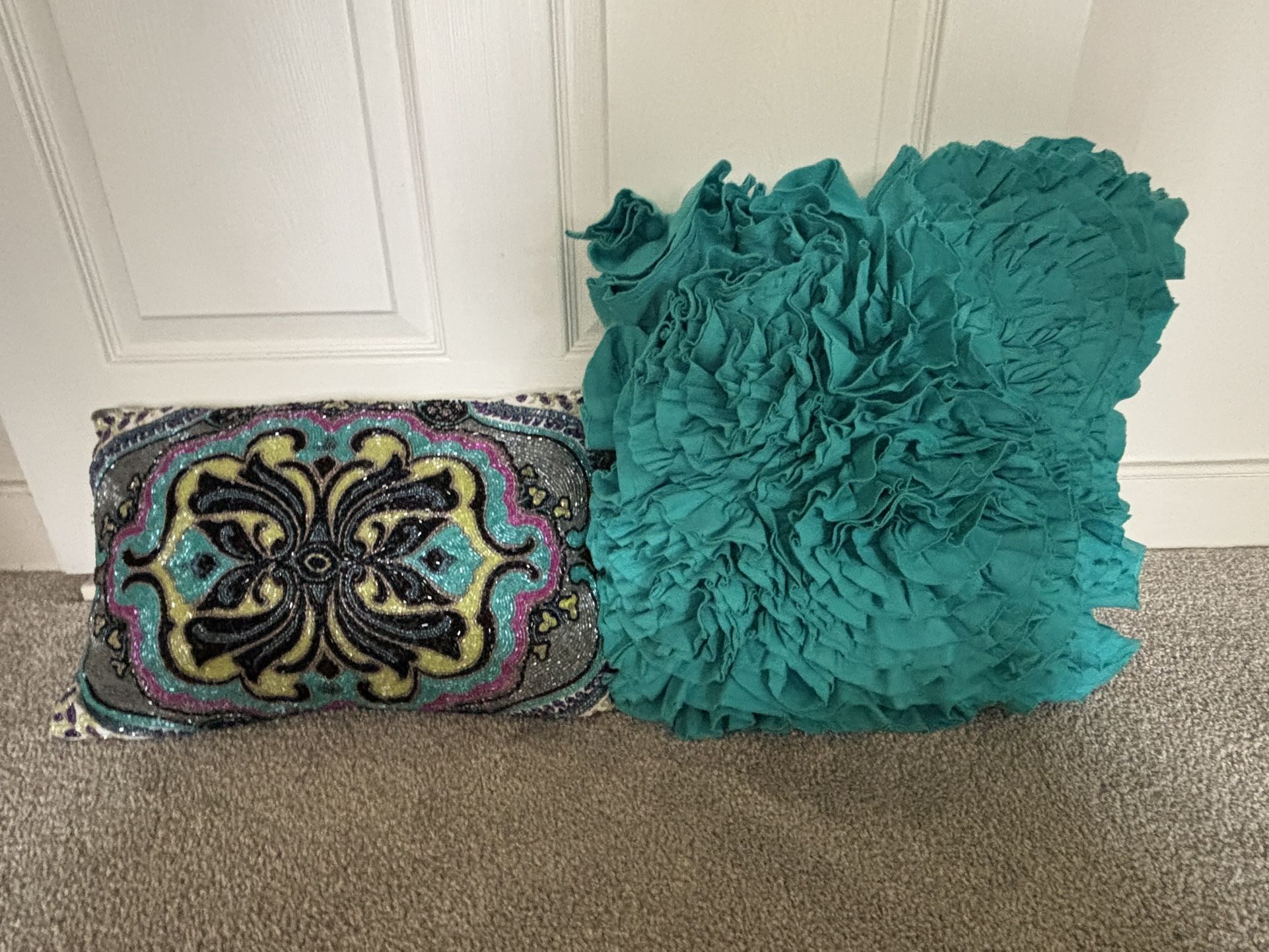 Teal blue pillows