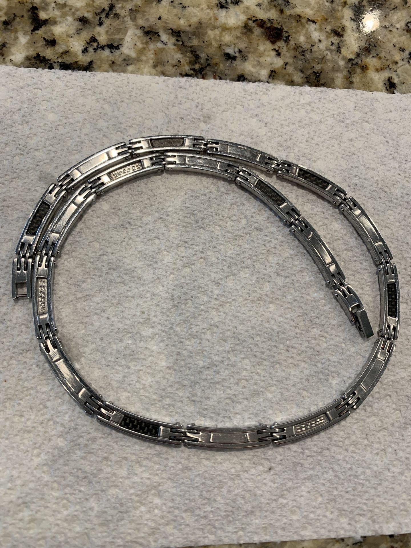 20 Inch Stainless Steel Necklace, Unique Link Design W/ 3 Different Patterns, Can Reverse For Solid Stainless Steel Link Look