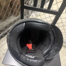 Matte Black Retro Open Face Motorcycle Helmet - DOT Approved (Size L)