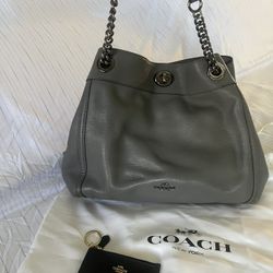 Coach Purse/ Bag~Gray~ Pebble Leather 