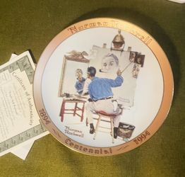 Norman Rockwell commemorative collector's plate / “Triple Self-Portrait". 