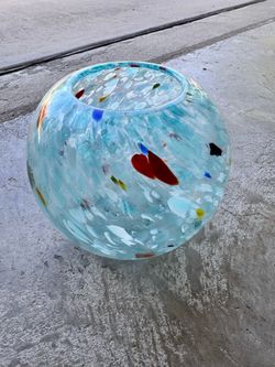Stunning Large Confetti Art Glass Spherical Vase / Statement Bowl