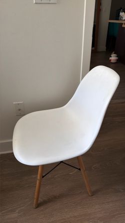 White Shell Chair with Wood Legs