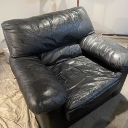 Black Leather Couch & Chair