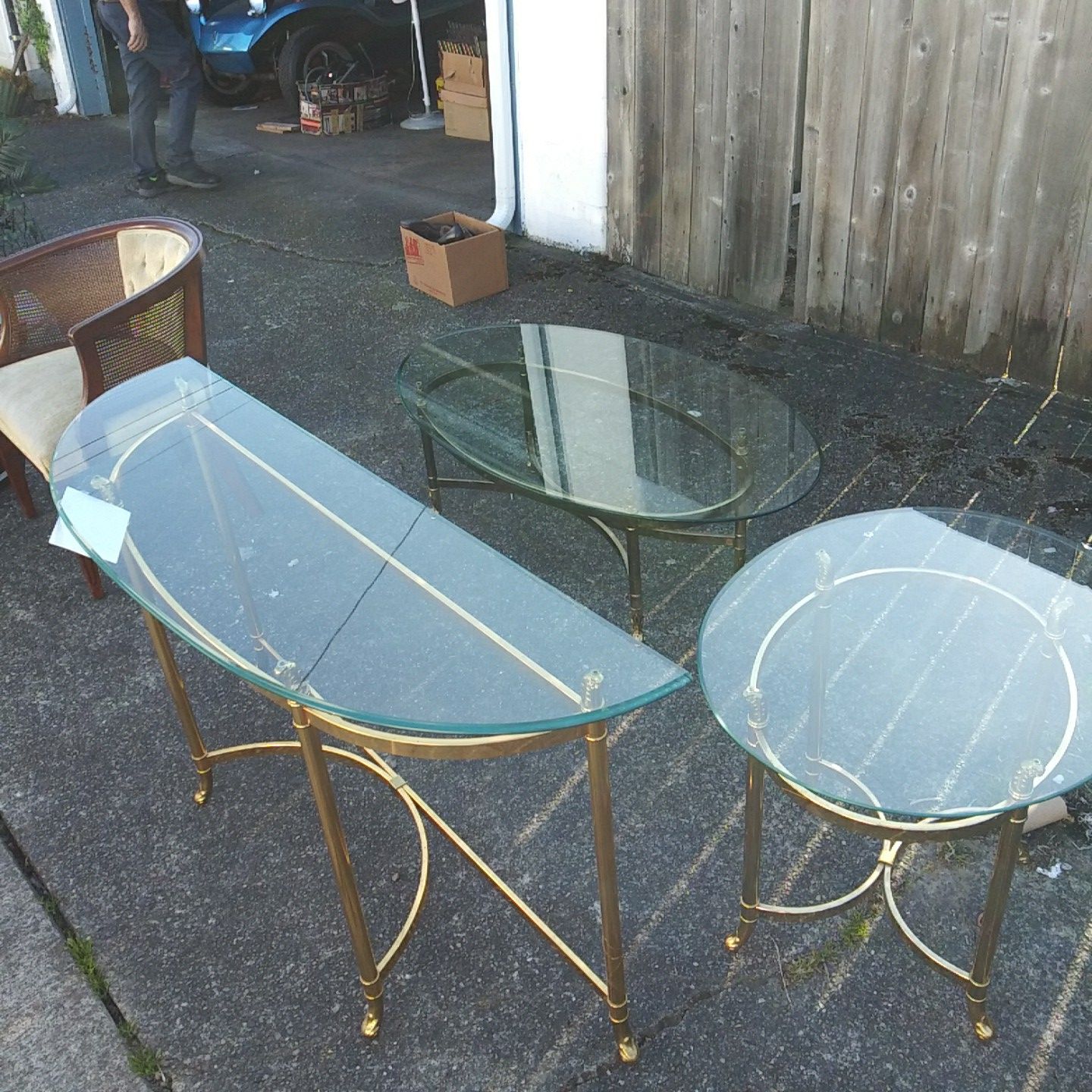 Brass Coffee Beveled Glass Table