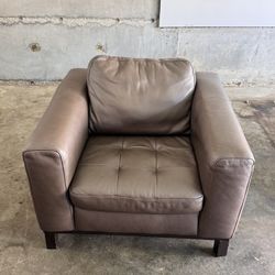 Modern Brown Leather Armchair