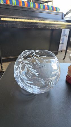 Crystal Cut Glass Rose Bowl Vase