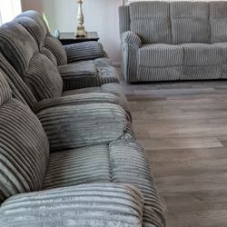 New 3 Piece Corduroy Recliner Couch Set / Free Delivery 