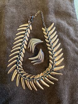 Vintage Matisse boomerang style copper earrings and necklace