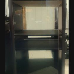 Black Standing Media Storage W/4 Adjustable Shelves