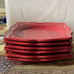 6 Platos Rojos Princes House Semi Nuevos
