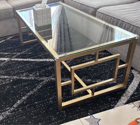 Gold glass top coffee table