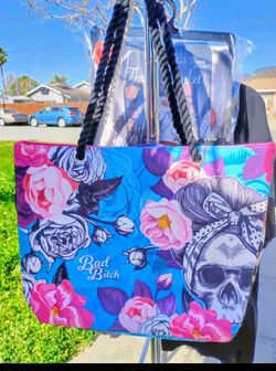 Skullistic Blue Beach Tote