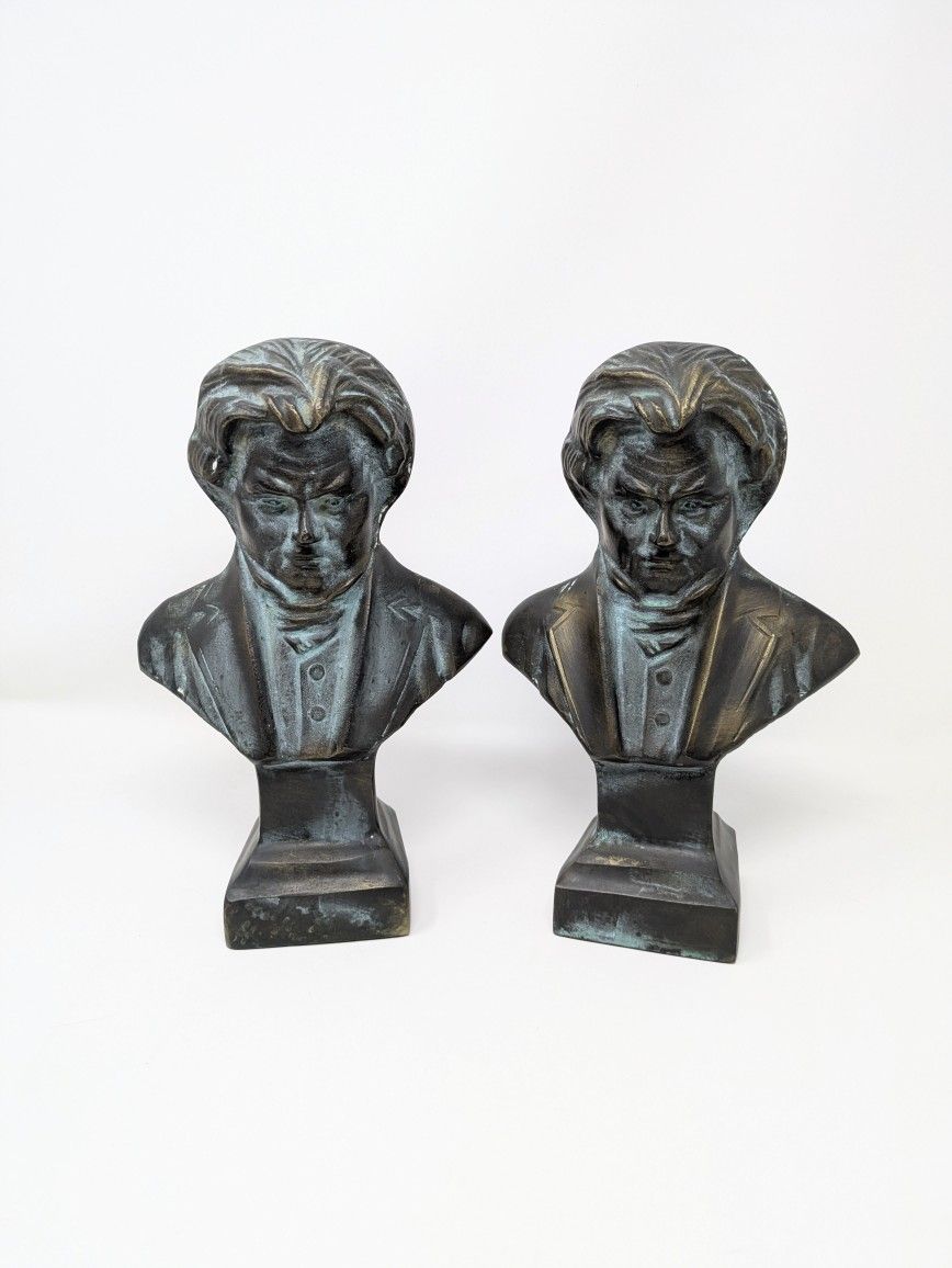 Vintage Brass Busts/Bookends: Ludwig van Beethoven