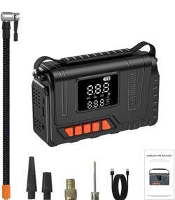 Tire Inflator Portable Air Compressor Pump 150PSI, Tire Pump for Car 12V DC Digital Air Pump with LED Super Bright Light for Bicycle, Motorcycle, Auto