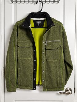 ExOfficio Men’s M Green Wool Blend Fleece Utility Jacket Outdoor Hiking