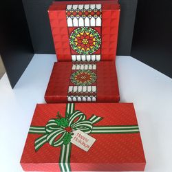 3 Vintage Christmas Gift Boxes. 2 Are Bon Marché.