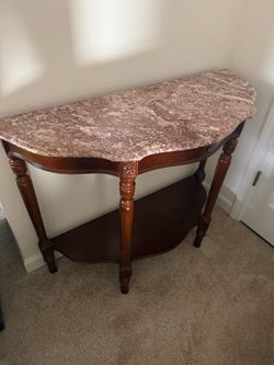 Marble Top Demilune Console Table