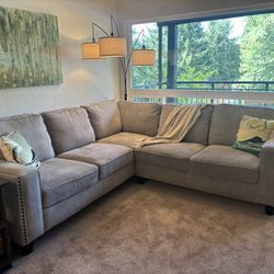 L shaped Grey fabric sectional 