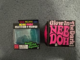 Needoh Schylling Nee doh nice cube glitter and glow in the dark blue pink bundle