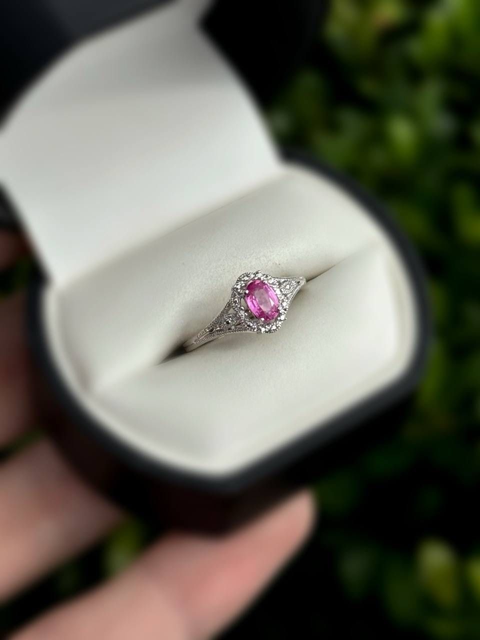 Jewelry 10k solid white gold rose quartz stone 0.40CTW ring sz 7.00