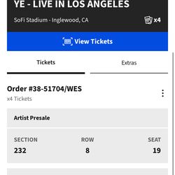 Kanye West Tickets / Ye live in Los Angeles April 1st