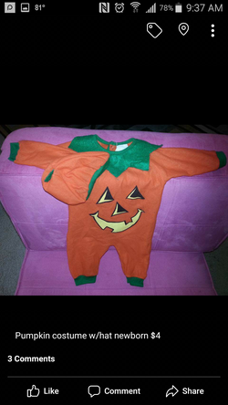 Pumpkin costume newborn w/hat