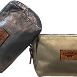 Genuine Italian Leather Cosmetic Pouch By Cavalcanti Two Colors To Chose From