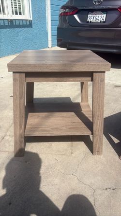 Wood End Table with Bottom Shelf