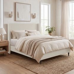 Ivory King Upholstered Bed - brand new in box