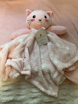 Kitty  🐱 Plush Oversized Security Blanket With pink Blanket And Headbands🌺